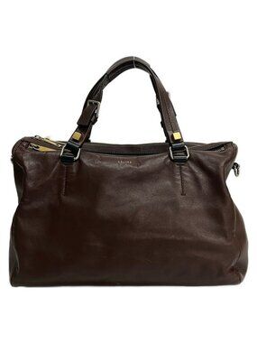 Celine Handbag Dark Brown Leather
